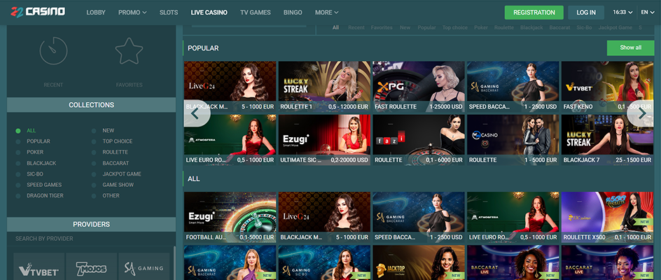 22Casino Dileri Uživo